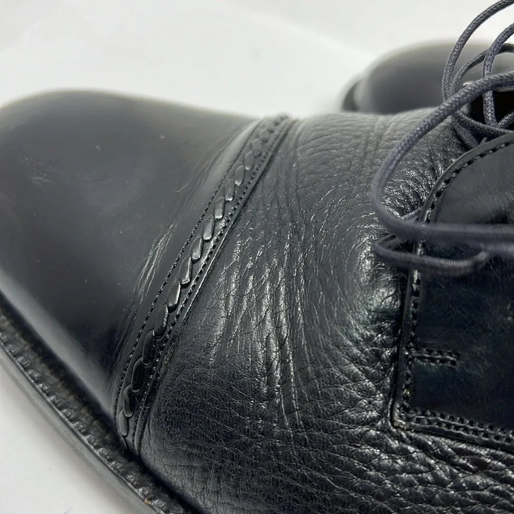 Mezlan Sz 10 Men’s Black Deerskin Leather Cap Toe Oxford Shoes
